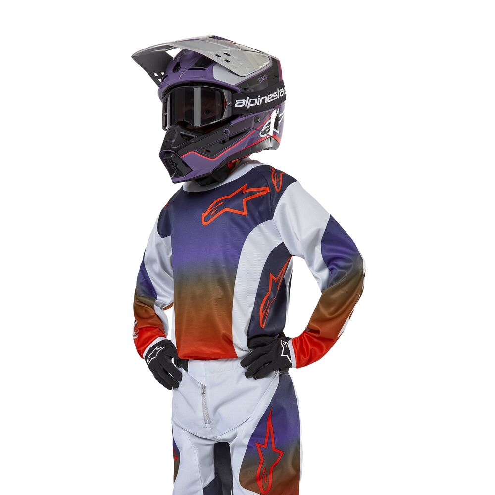 ALPINESTARS YOUTH RACER HOEN LIGHT GRAY HOT ORANGE BLACK JERSEY
