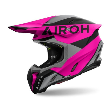 Airoh Twist 3 King Pink Matt MX Helmet featuring a stylish matte pink design for motocross riders