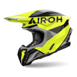 Airoh Twist 3 King Yellow Gloss MX Helmet featuring a vibrant yellow design with black accents, lightweight motocross protection, and modern aerodynamic shape