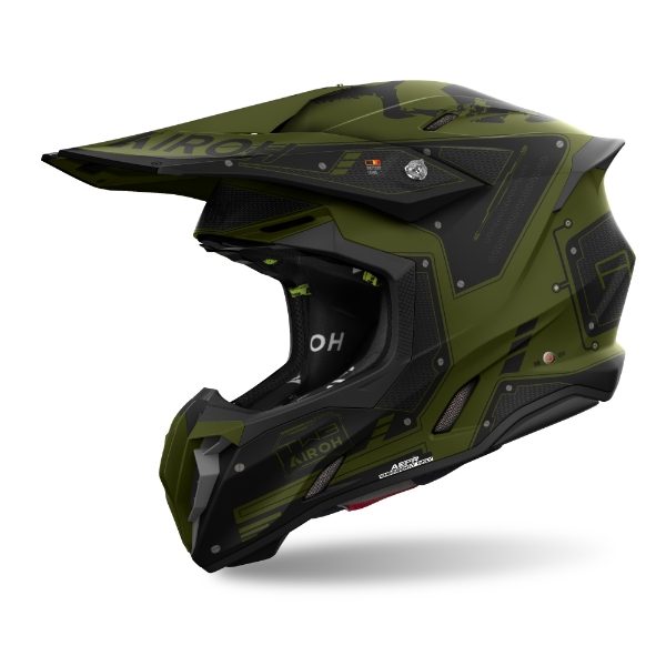 Airoh Twist 3 Military Matt MX Helmet featuring a matte military green finish and modern motocross design