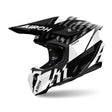 Airoh Twist 3 Thunder Black/White Gloss MX Helmet featuring a sleek, aerodynamic design with bold black and white graphics.