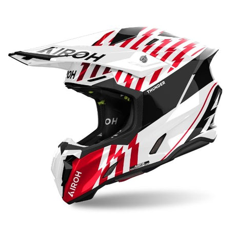 Airoh Twist 3 Thunder Red Gloss MX Helmet with aerodynamic design and vibrant red graphics
