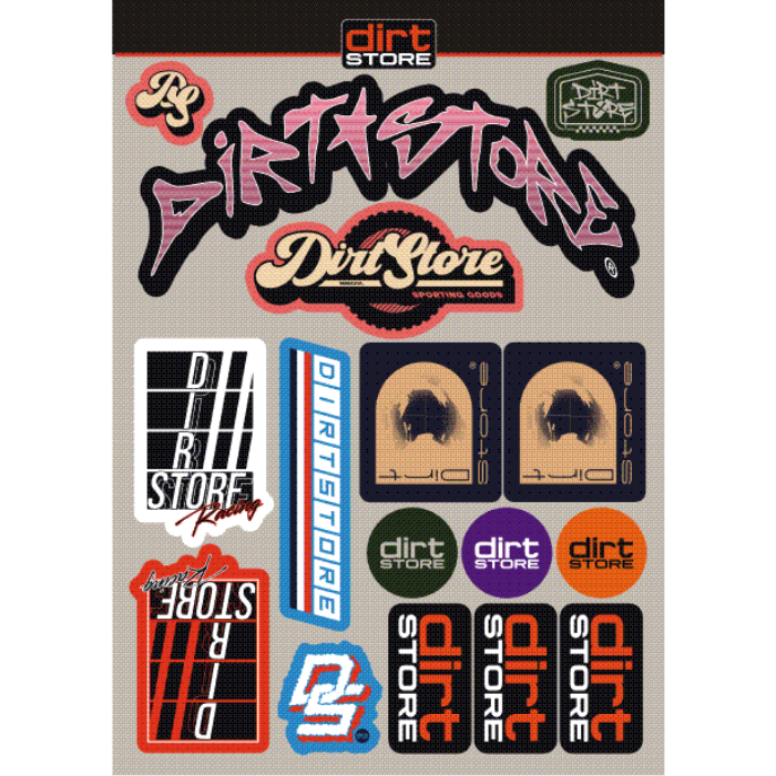 DIRT STORE A5 STICKER SHEET VINTAGE