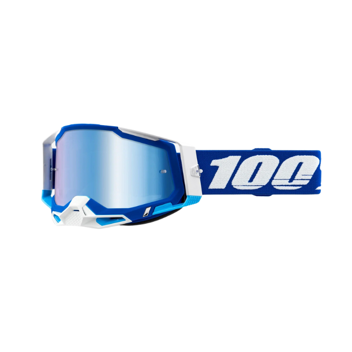 RACECRAFT 2 GOGGLE in blue with mirror blue lens on a white background