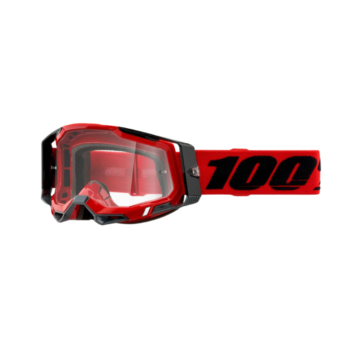 RACECRAFT 2 GOGGLE in red with clear lens, designed for motocross and off-road riding.