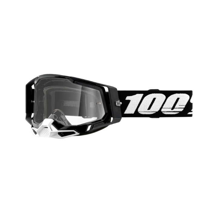 RACECRAFT 2 goggle in black with clear lens, designed for motocross and off-road riding.
