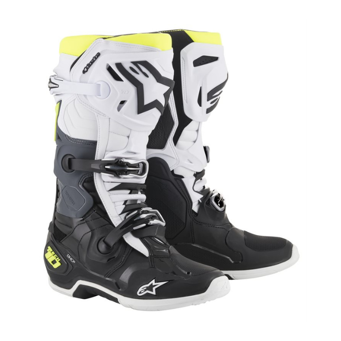 ALPINESTARS TECH 10 BLACK WHITE YELLOW FLUO