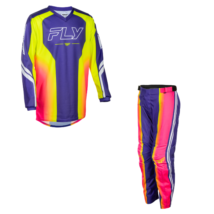 Fly Racing Youth F-16 Raze Kit Combo - Purple/Red/Yellow