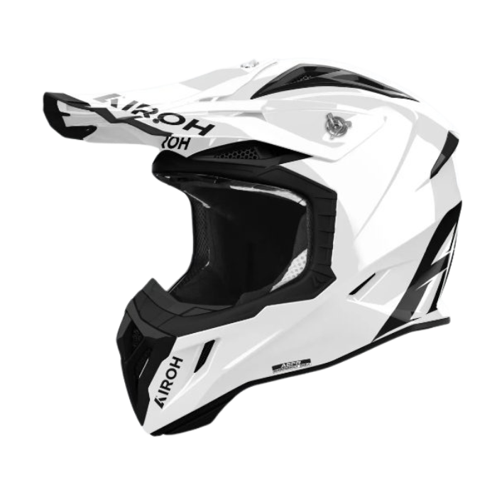 Airoh Aviator Ace 2 Color White Gloss MX Helmet featuring a sleek, glossy white finish and modern motocross design