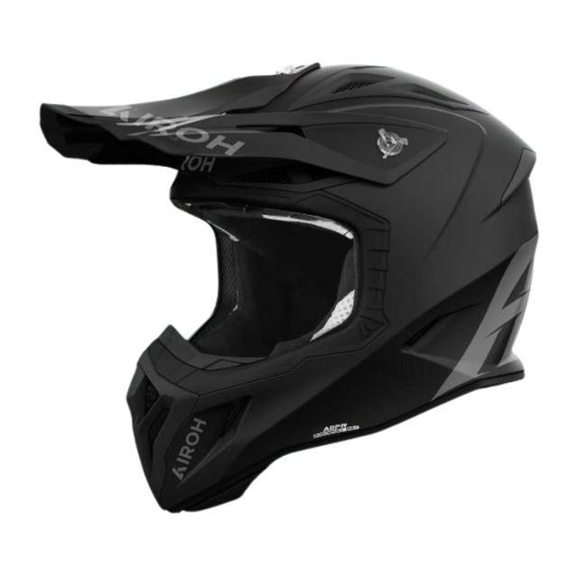Airoh Aviator Ace 2 Color Black Matt MX Helmet front and side view with matte black finish