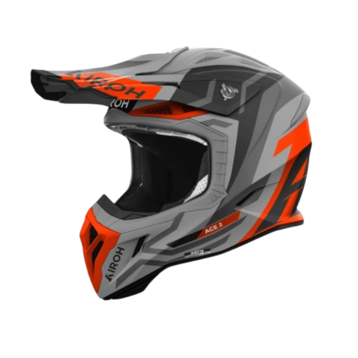 Airoh Aviator Ace 2 Ground Orange Matt MX Helmet featuring a bold orange design with matte finish, ideal for motocross riders