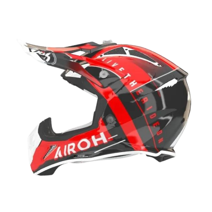 Airoh Aviator Ace Amaze Red Gloss MX Helmet featuring a sleek red design with glossy finish