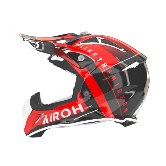 Airoh Aviator Ace Amaze Red Gloss MX Helmet featuring a sleek red design with glossy finish