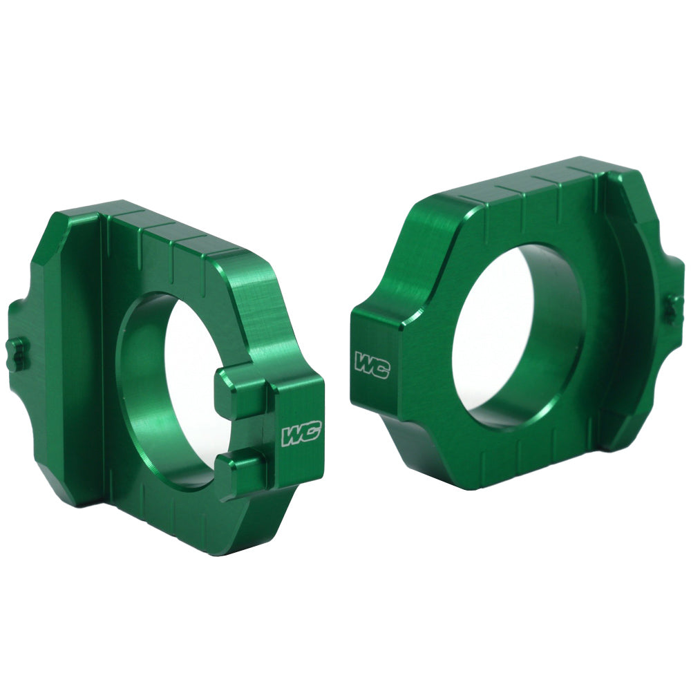 WORKS CONNECTION AXLE BLOCK KIT ELITE KAWASAKI/SUZUKI KX125 03-05, KX250 03-07, KX250F 04-25, KX450F 06-25, RMZ 250/450 04-25 GREEN