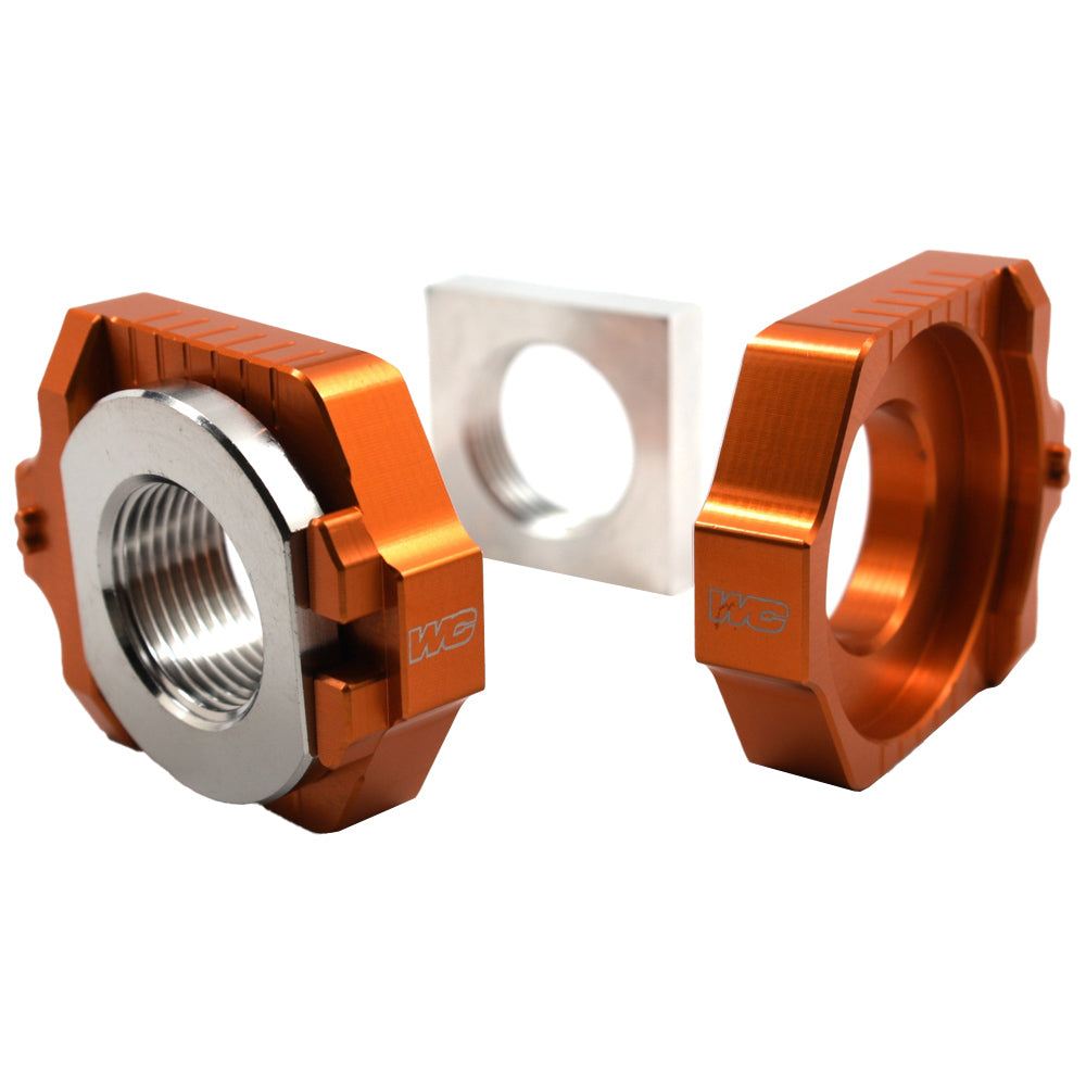 WORKS CONNECTION AXLE BLOCK KIT ELITE KTM/HUSKY ORANGE (R)