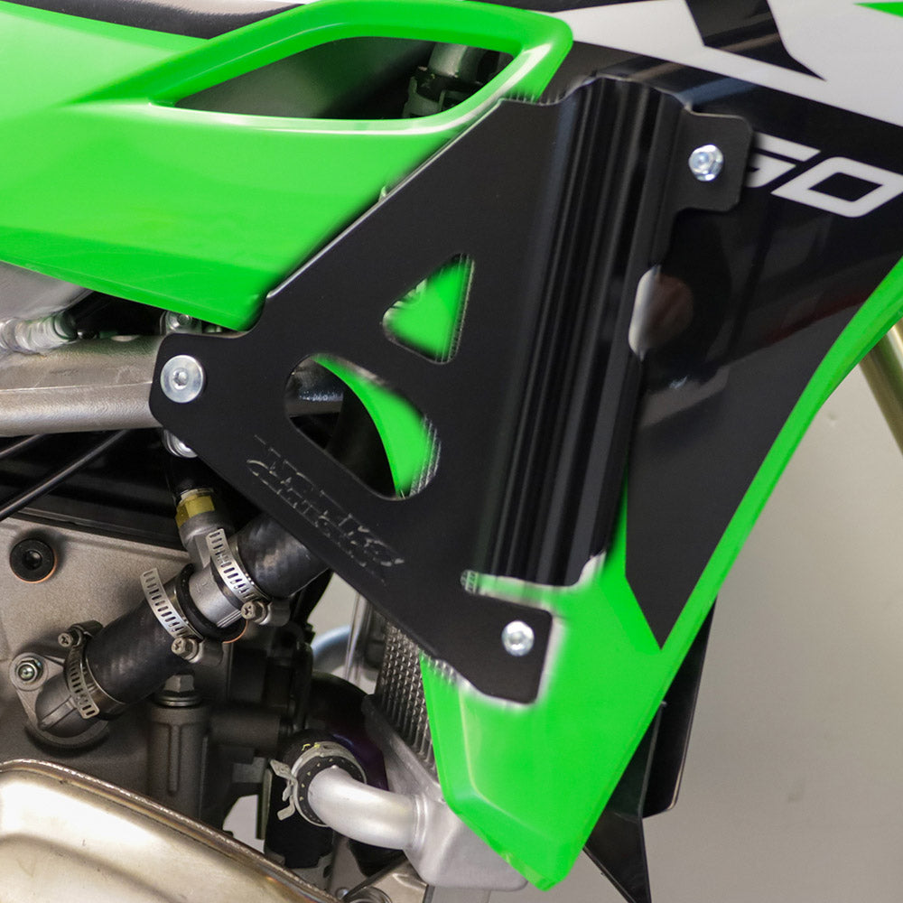 WORKS CONNECTION RADIATOR BRACES KAWASAKI KX250F 2025, KX250XC 2025, KX450F 24-25 BLACK