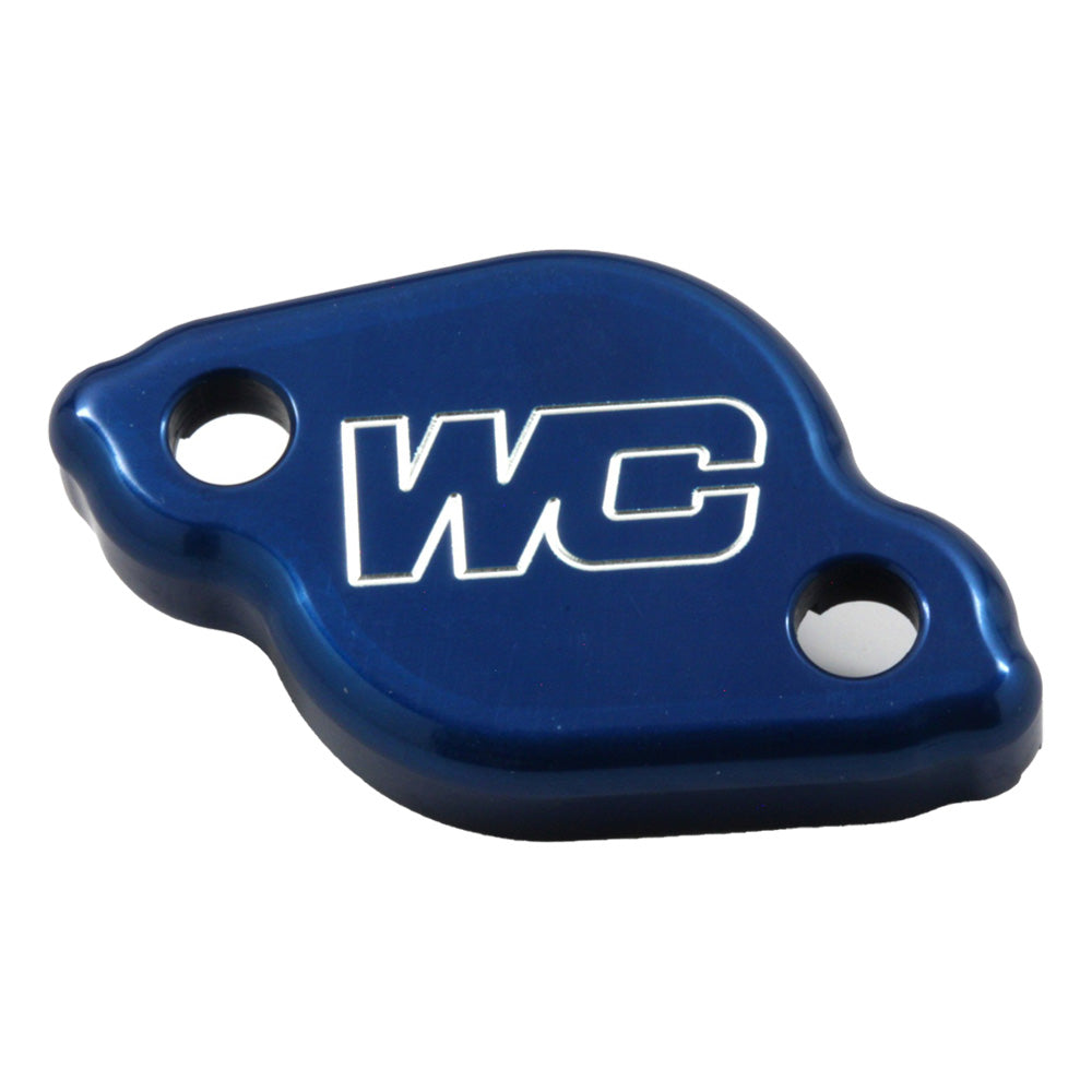 WORKS CONNECTION REAR BRAKE MASTERCYLINDER COVER YAM/FAN/BET/TM/GAS/KAW YZ/YZF/WRF 03-25, RR10-25, EN/MX 05-25, EC/XC 18-20, KX250F/XC 2025, KX450F/XC 24-25 BLUE (R)