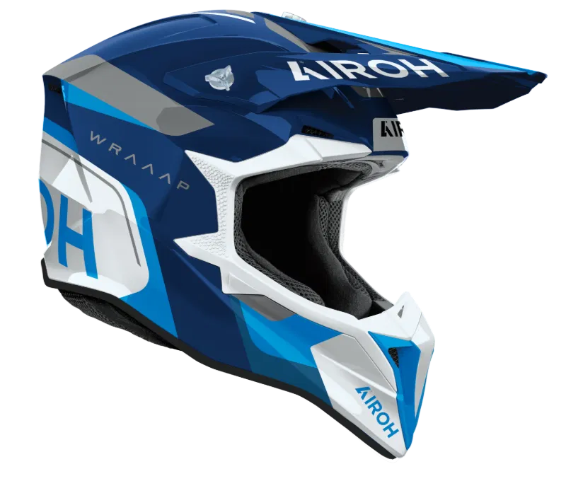Airoh Wraaap Conquer Blue Gloss MX Adult Helmet