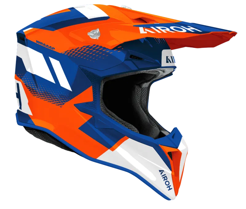 Airoh Wraaap Vision Orange/Blue Gloss MX Adult Helmet