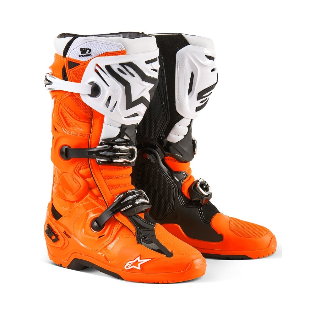 ALPINESTARS TECH 10 ENDURO ORANGE FLUO BLACK WHITE