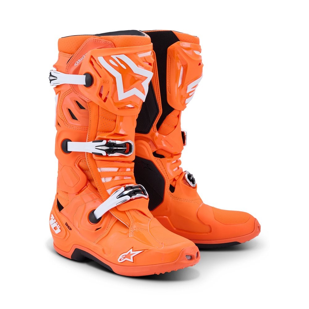 ALPINESTARS TECH 10 SUPERVENTED ORANGE FLUO BLACK WHITE