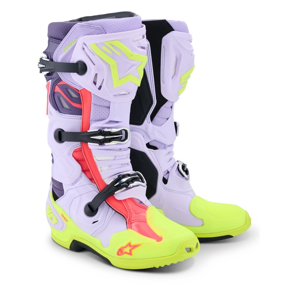 ALPINESTARS TECH 10 SUPERVENTED PURPLE YELLOW FLUO DIVA PINK