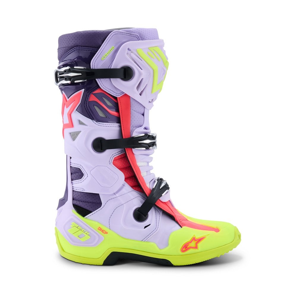 ALPINESTARS TECH 10 SUPERVENTED PURPLE YELLOW FLUO DIVA PINK