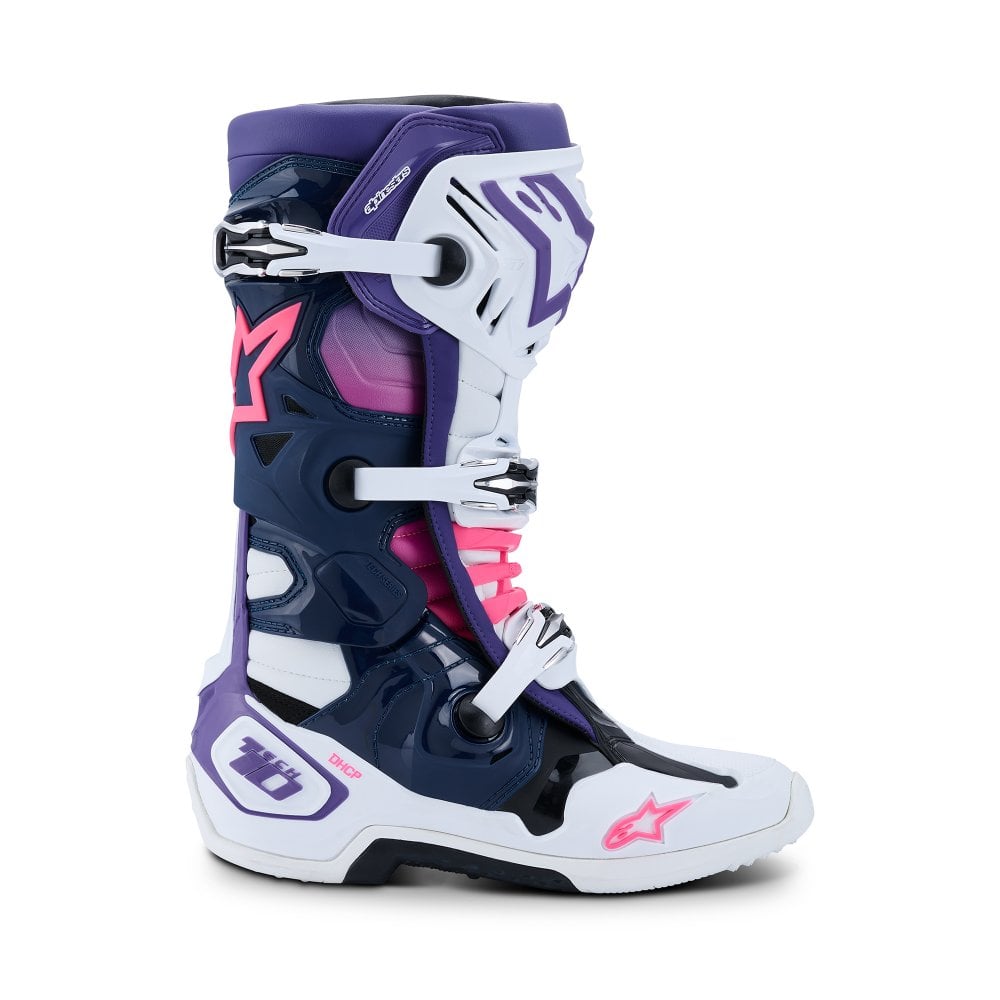 ALPINESTARS TECH 10 WHITE VIOLET NAVY BLUE PINK FLUO