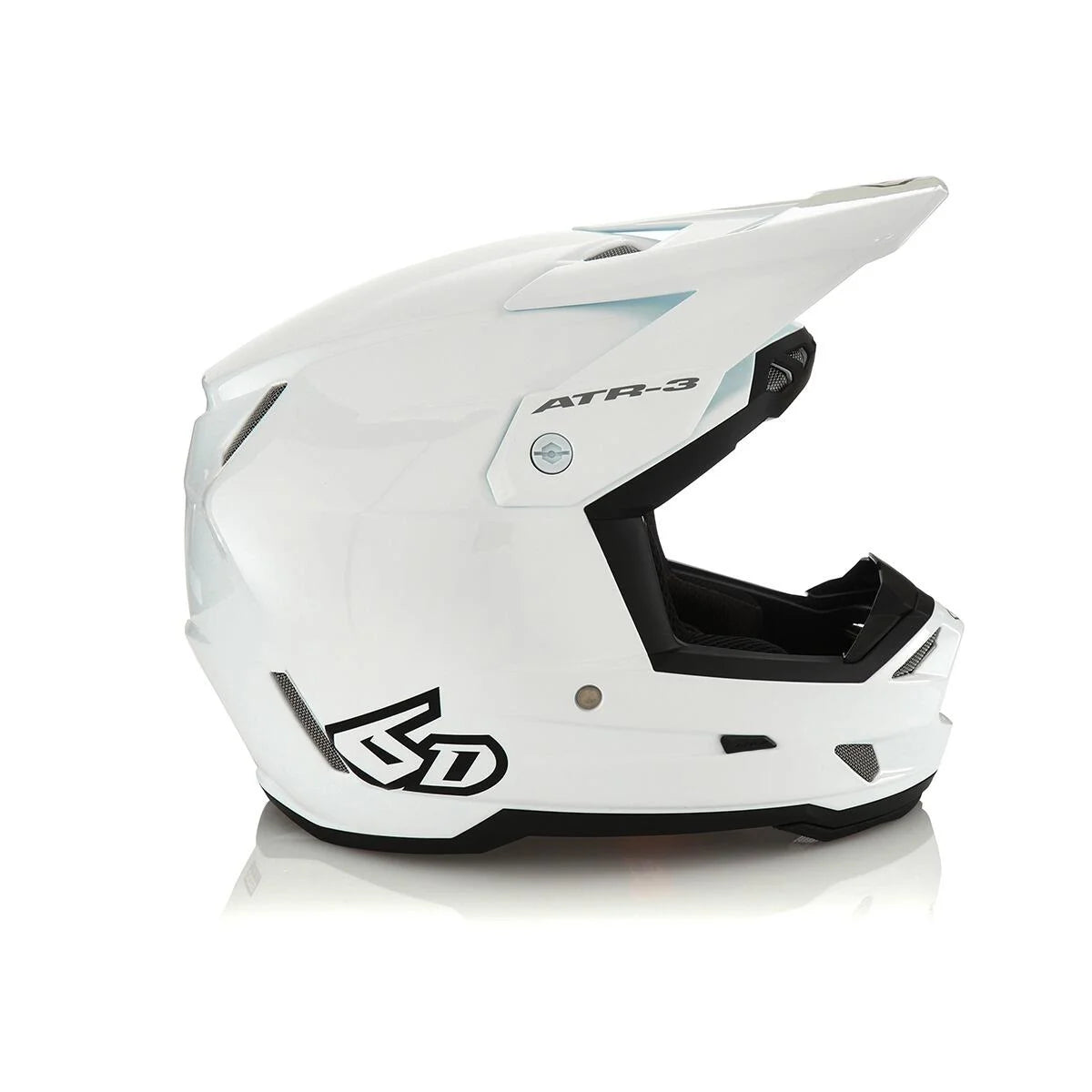Gloss White ATR-3Y Solid Helmet Front and Side View