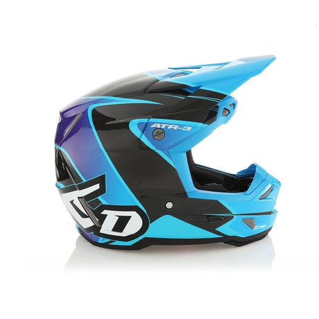 Glossy cyan and purple ATR-3Y Wave helmet with aerodynamic design.
