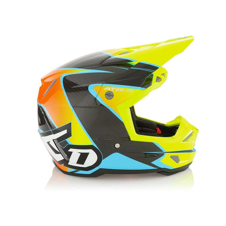 Gloss Cyan/Orange/Yellow ATR-3Y Wave helmet showcasing vibrant colors and sleek design.