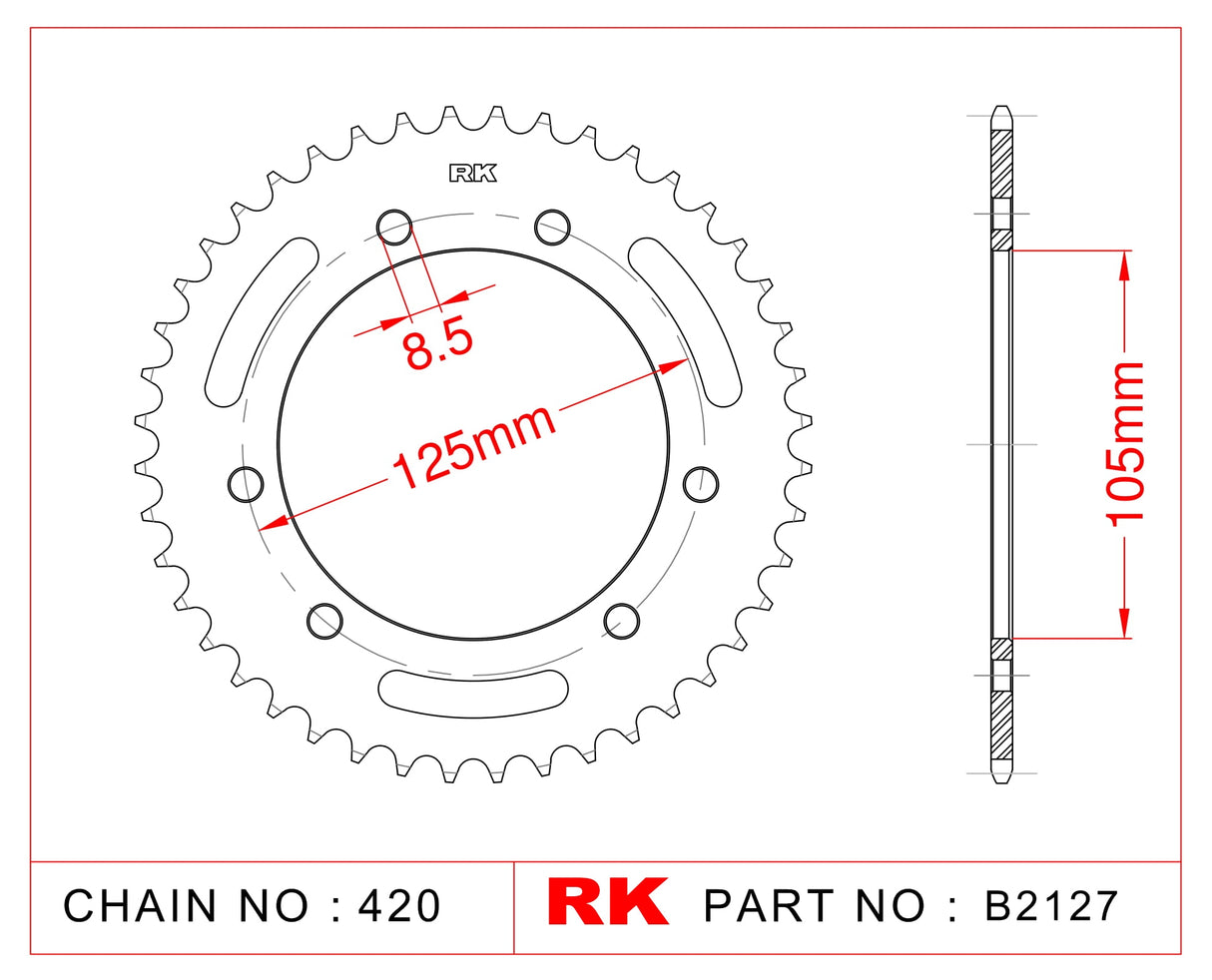 Sprocket Rear RK-B2127-53 JTR1131 Afam 47103