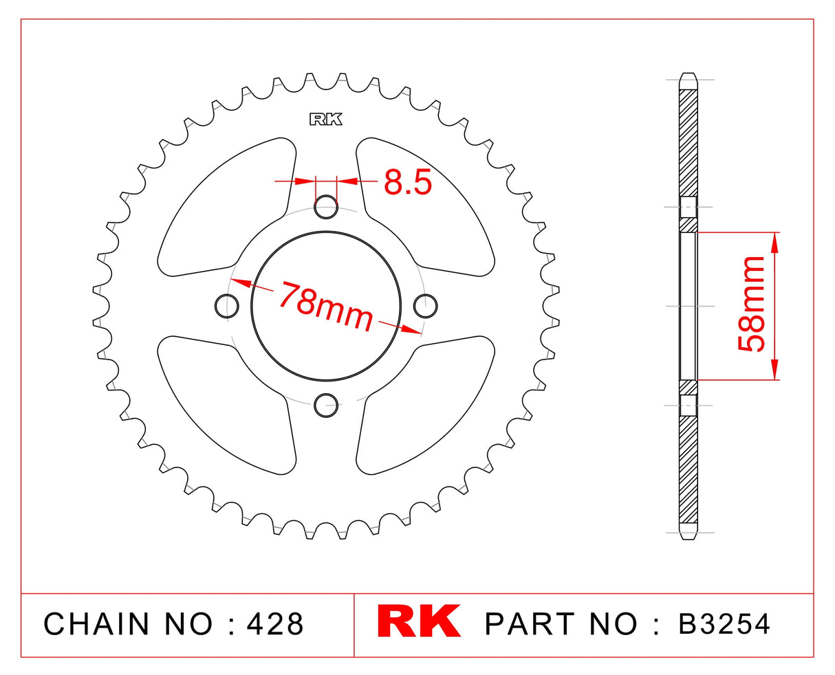 Sprocket Rear RK-B3254-42 JTR810 Afam 14201