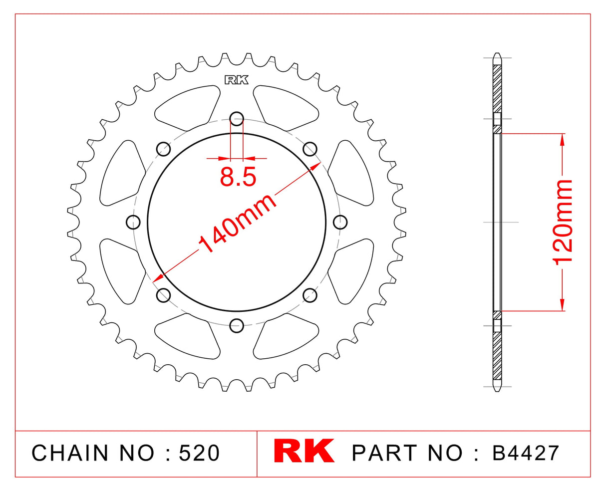 Sprocket Rear RK-B4427-43 JTR487 Afam 16600
