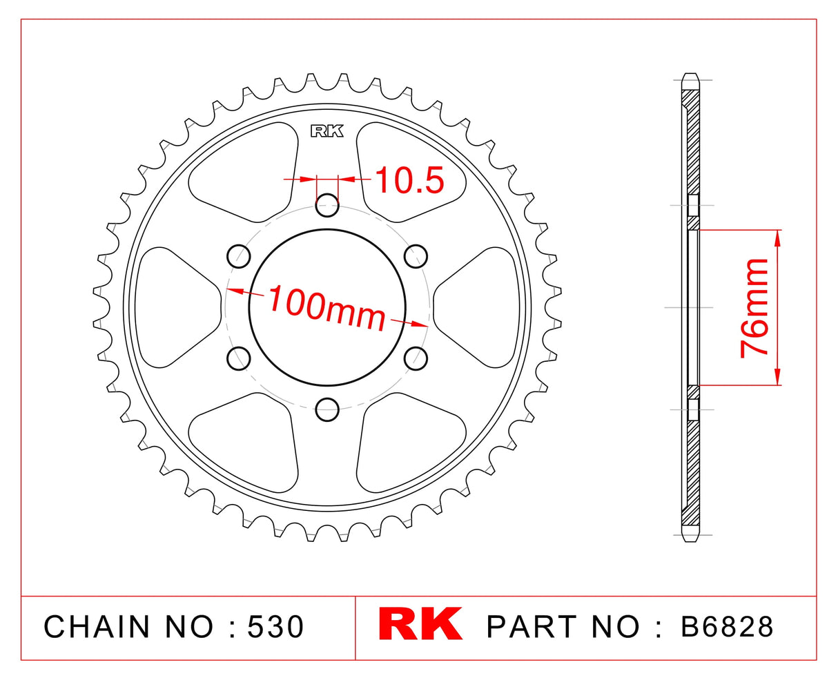 Sprocket Rear RK-B6828-46 JTR816 Afam 14902