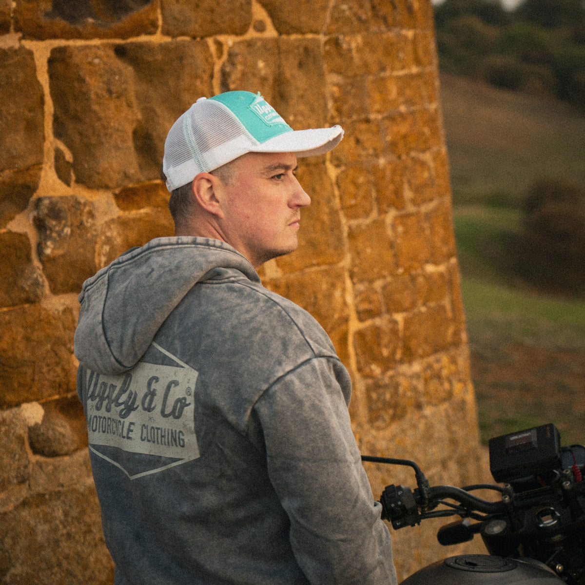 Turquoise & White Diamond Trucker Hat
