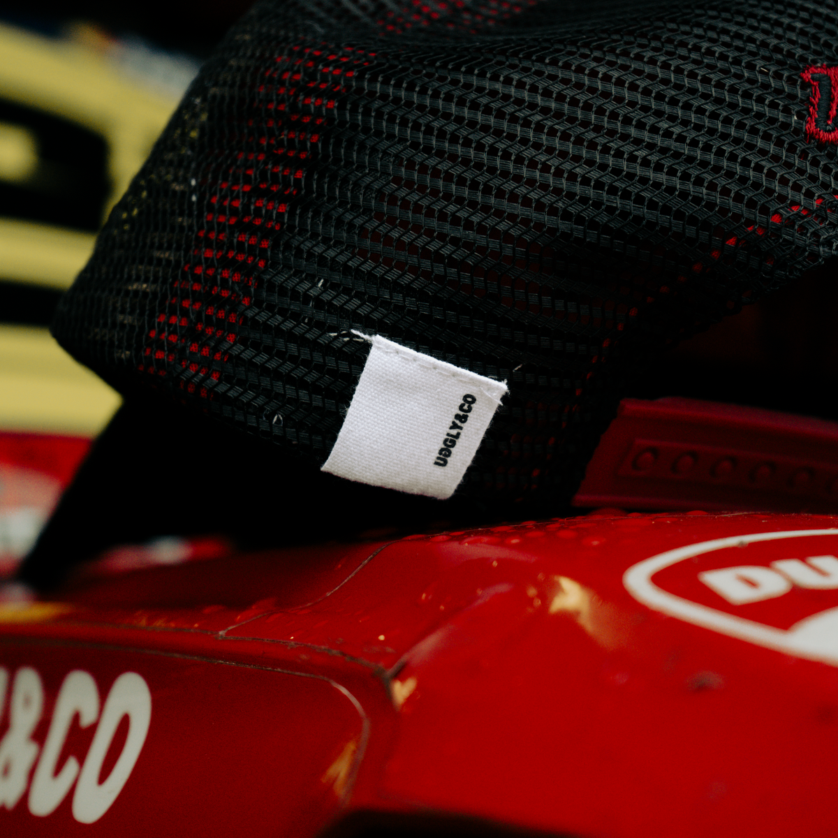 Black & Red Flat Track Trucker Hat