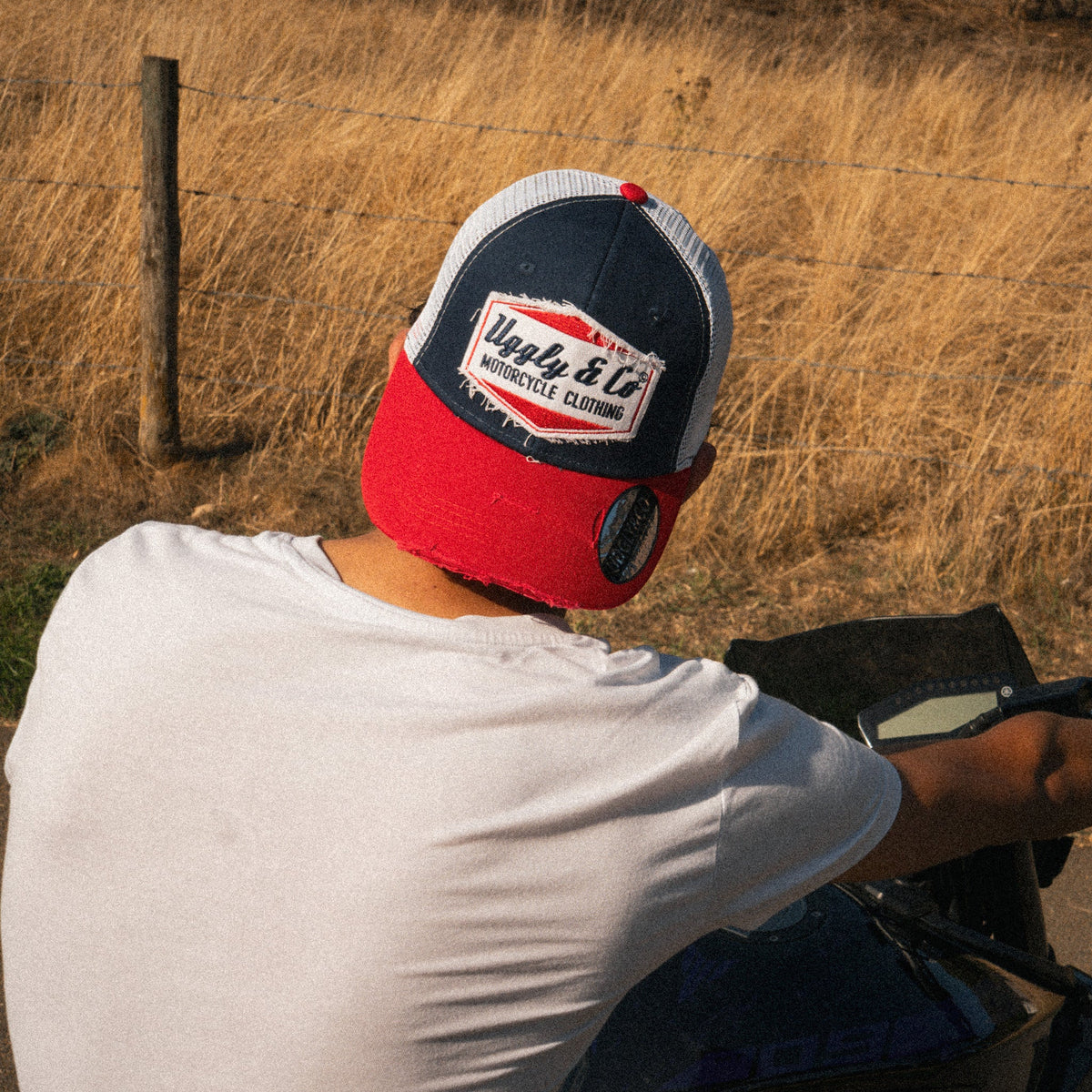 Blue & Red Diamond Trucker Hat