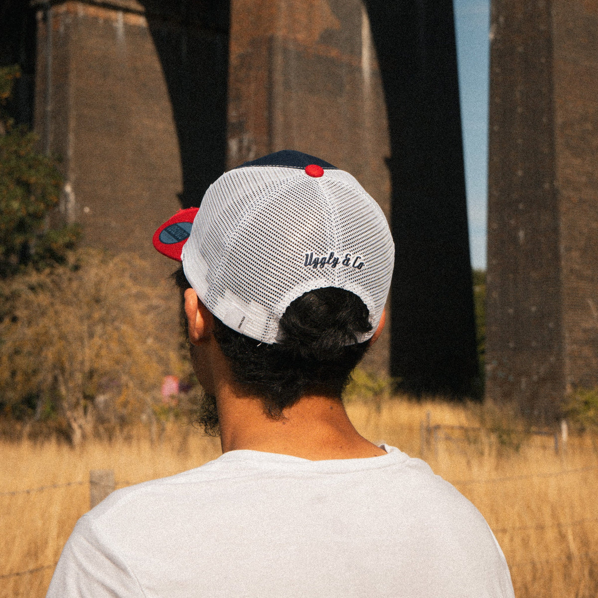 Blue & Red Diamond Trucker Hat