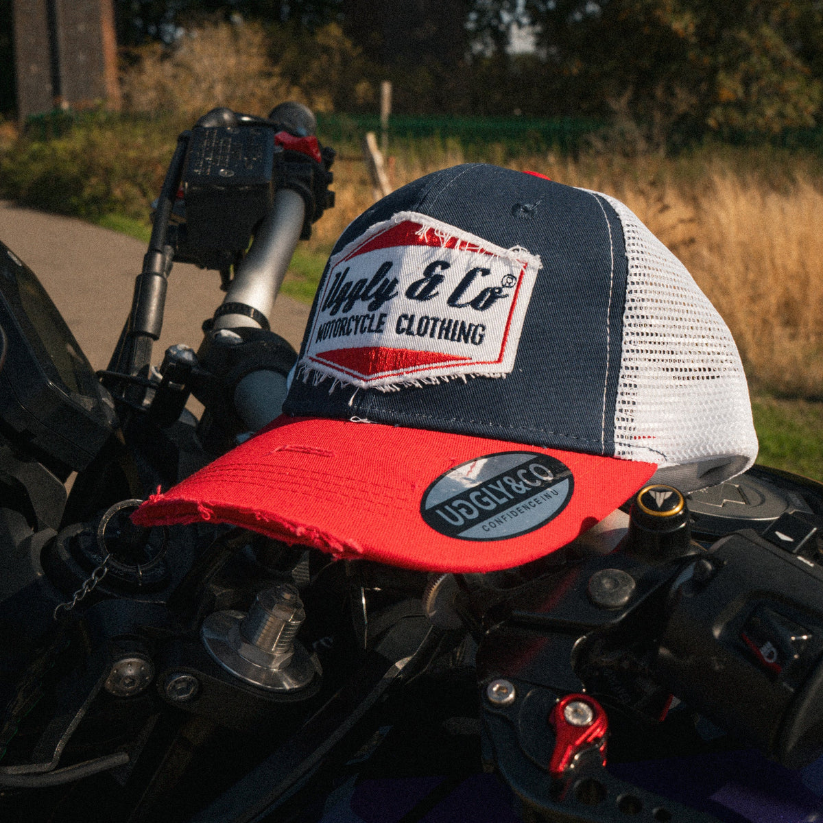 Blue & Red Diamond Trucker Hat
