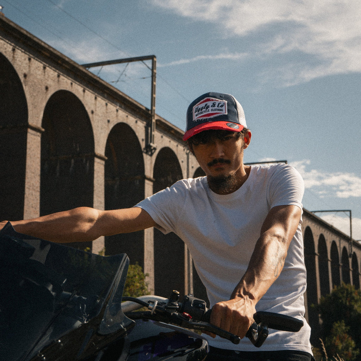 Blue & Red Diamond Trucker Hat