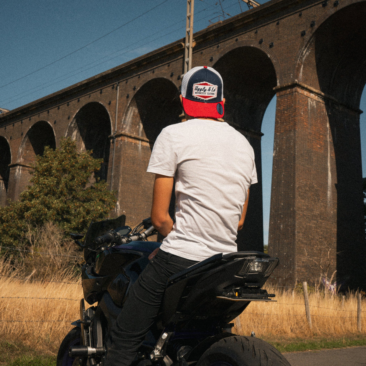 Blue & Red Diamond Trucker Hat