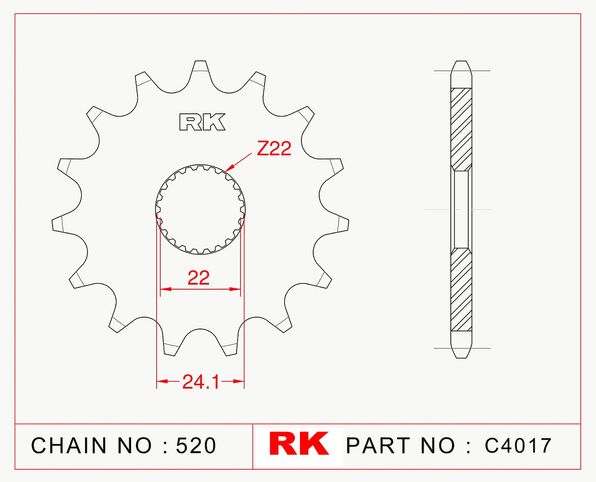 Sprocket Front RK-C4017-17 JTF394 Afam 61201