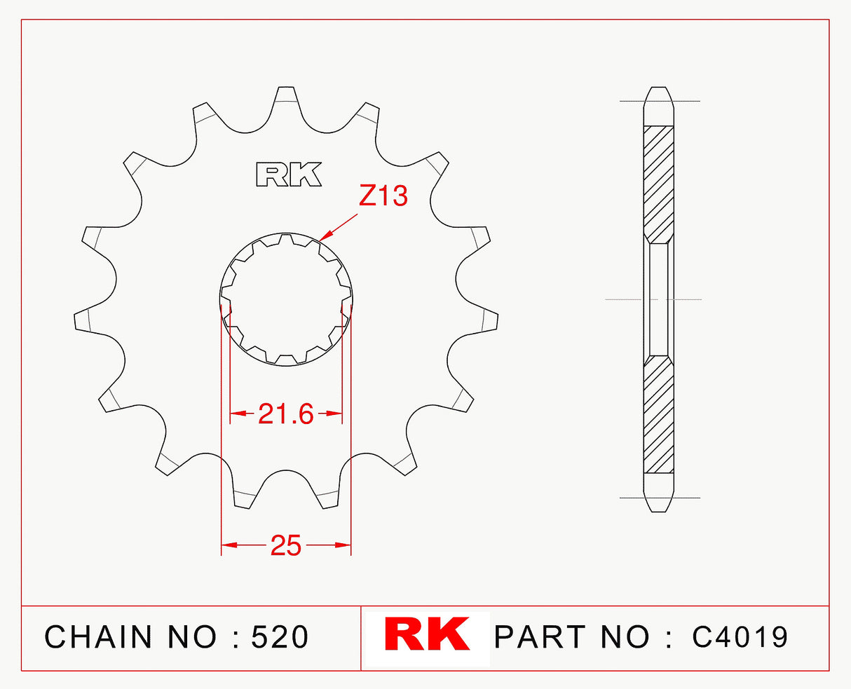 Sprocket Front RK-C4019-15 JTF565 Afam 27500