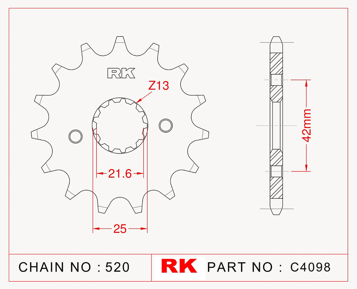 Sprocket Front RK-C4098-14 JTF436 AFAM 22304