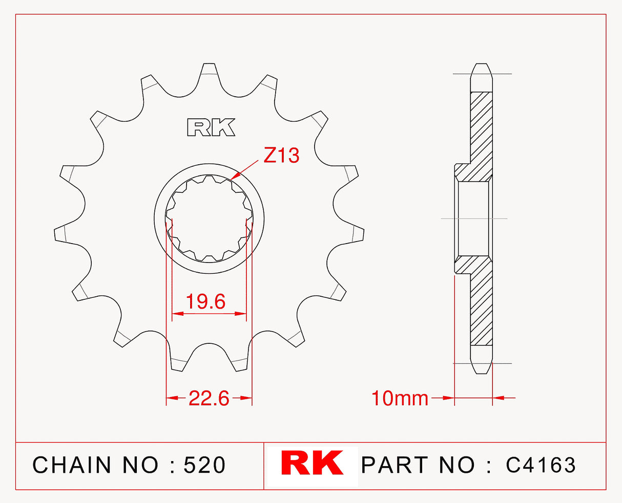 Sprocket Front RK-C4163-14 JTF432 Afam 22303