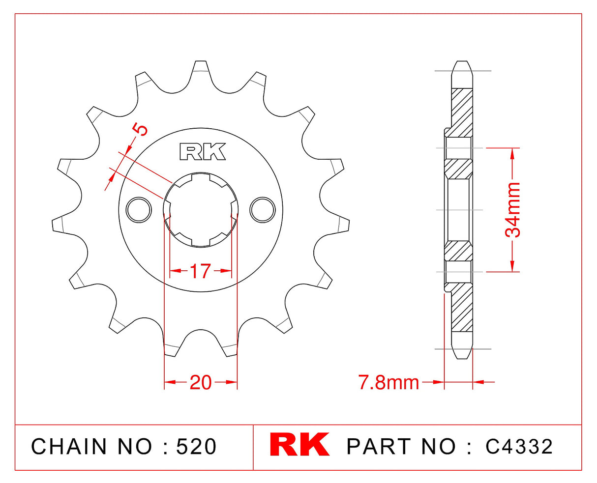 Sprocket Front RK-C4332-14 JTF327 Afam 20305