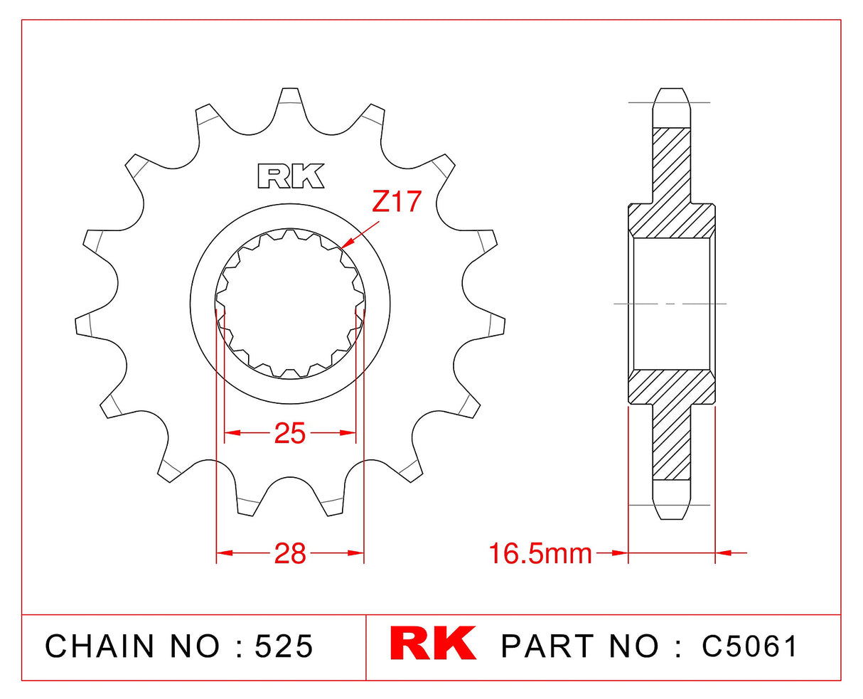 Sprocket Front RK-C5061-16 JTF1904 Afam 61800