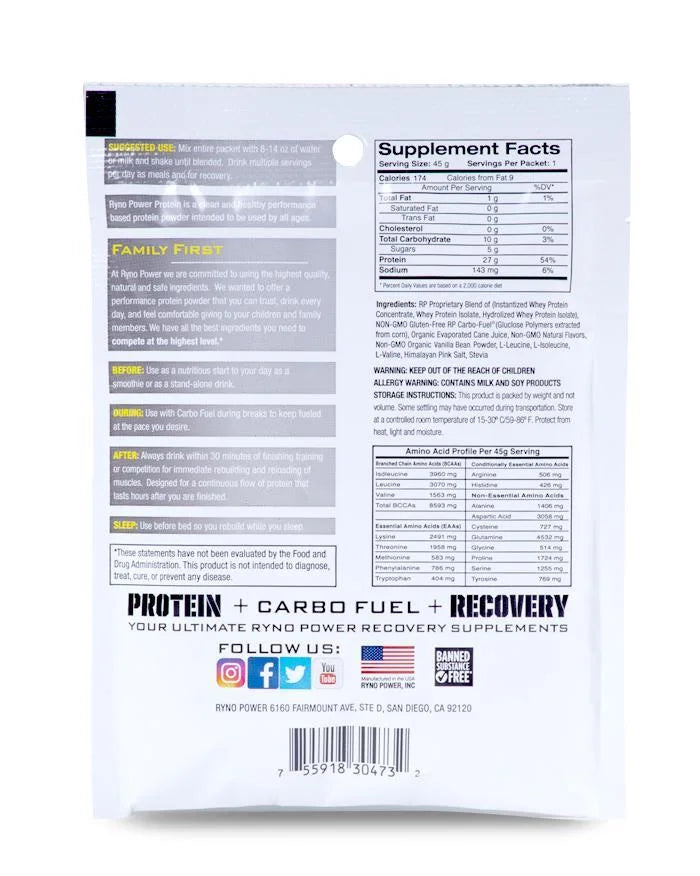 Ryno Power Single Serving - Protein Vanilla