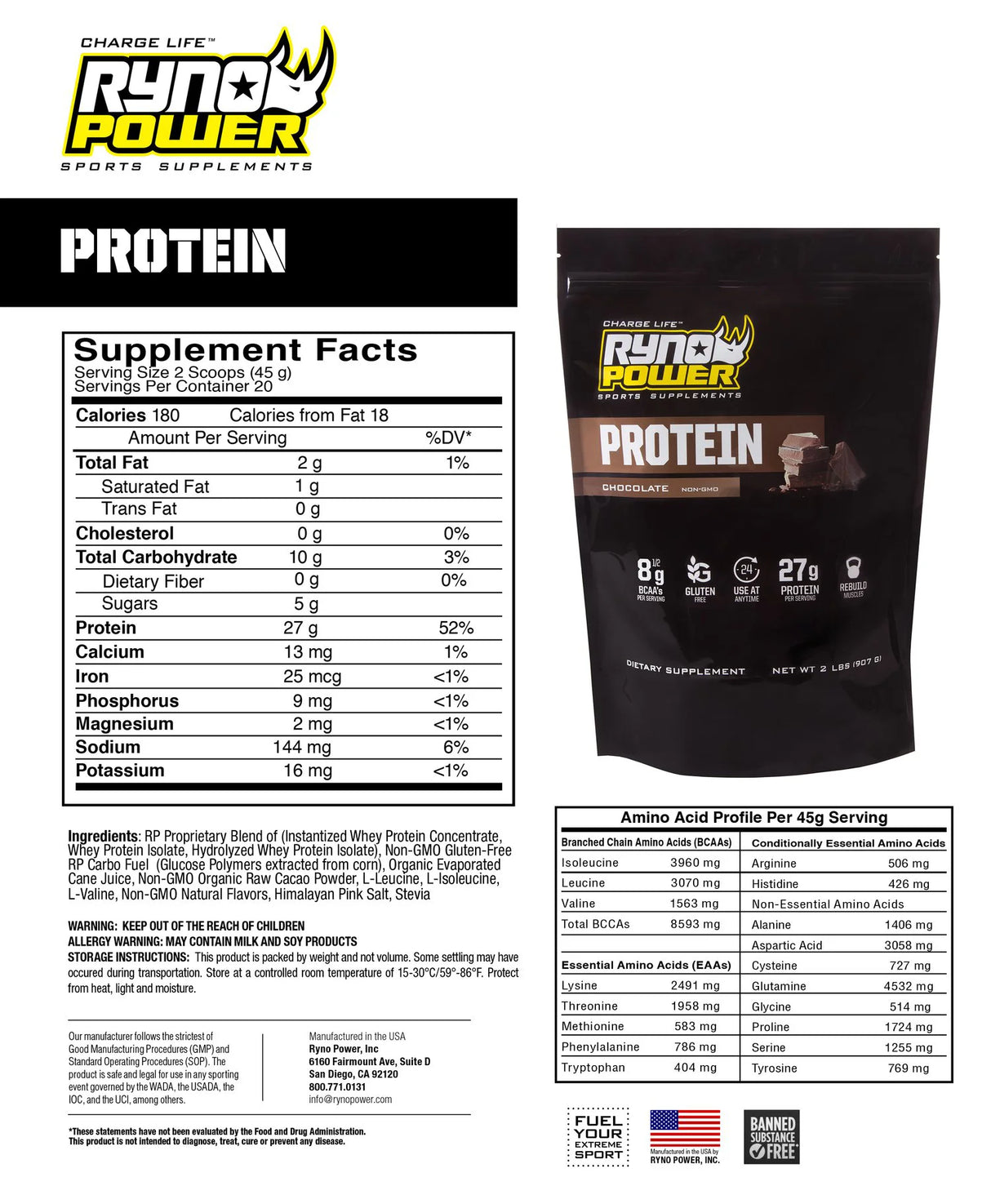Ryno Power Single Serving - Protein Chocolate